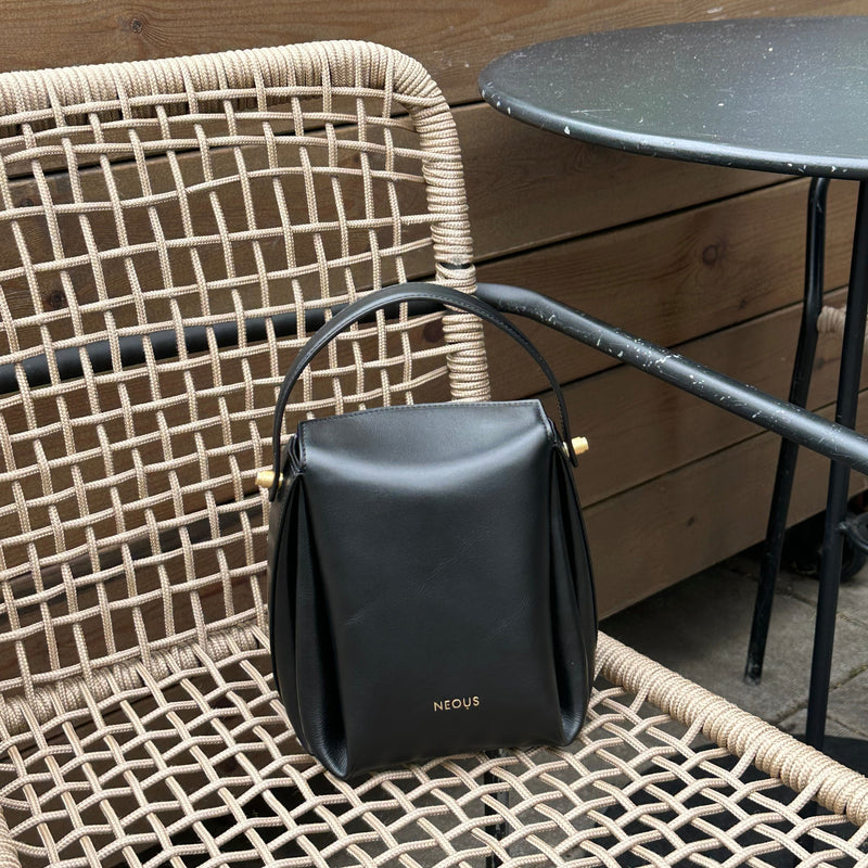 NEOUS Scorpii Black Leather Pleated Bag