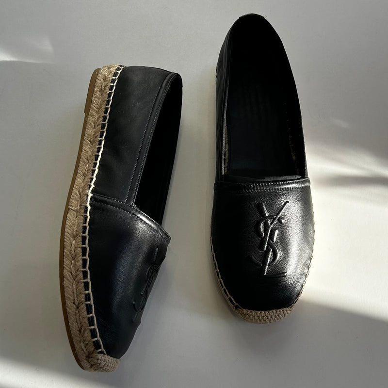 Saint Laurent Black Lea Espadrille