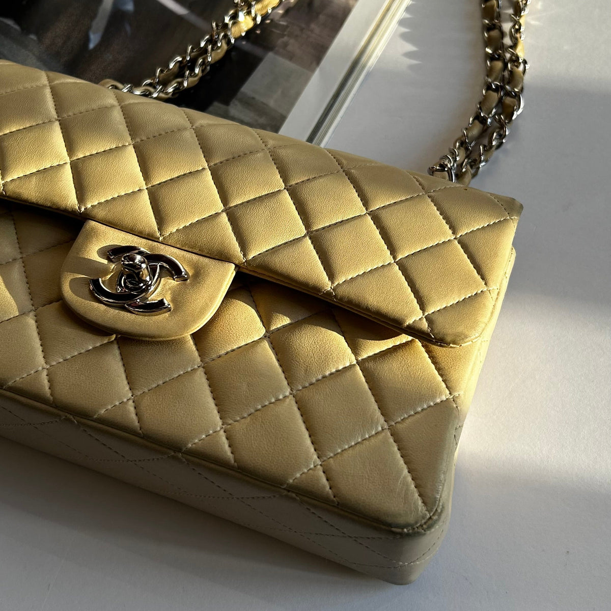 Chanel Small Beige Lambskin Classic Flap