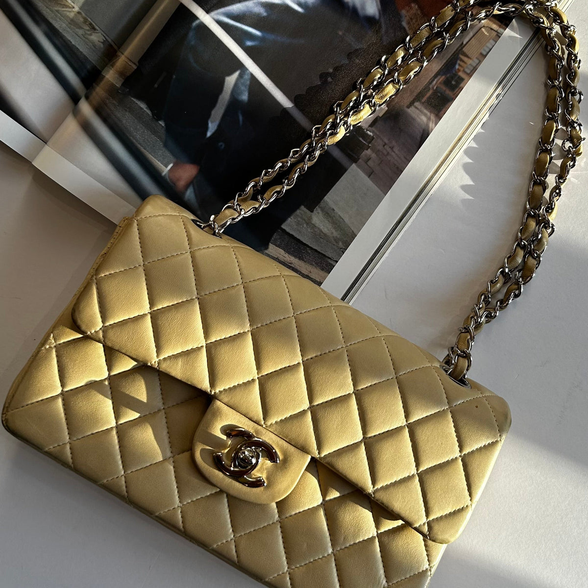 Chanel Small Beige Lambskin Classic Flap