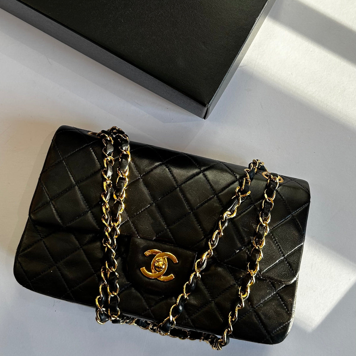 Chanel Small Black Lambskin Vintage Classic Flap Bag