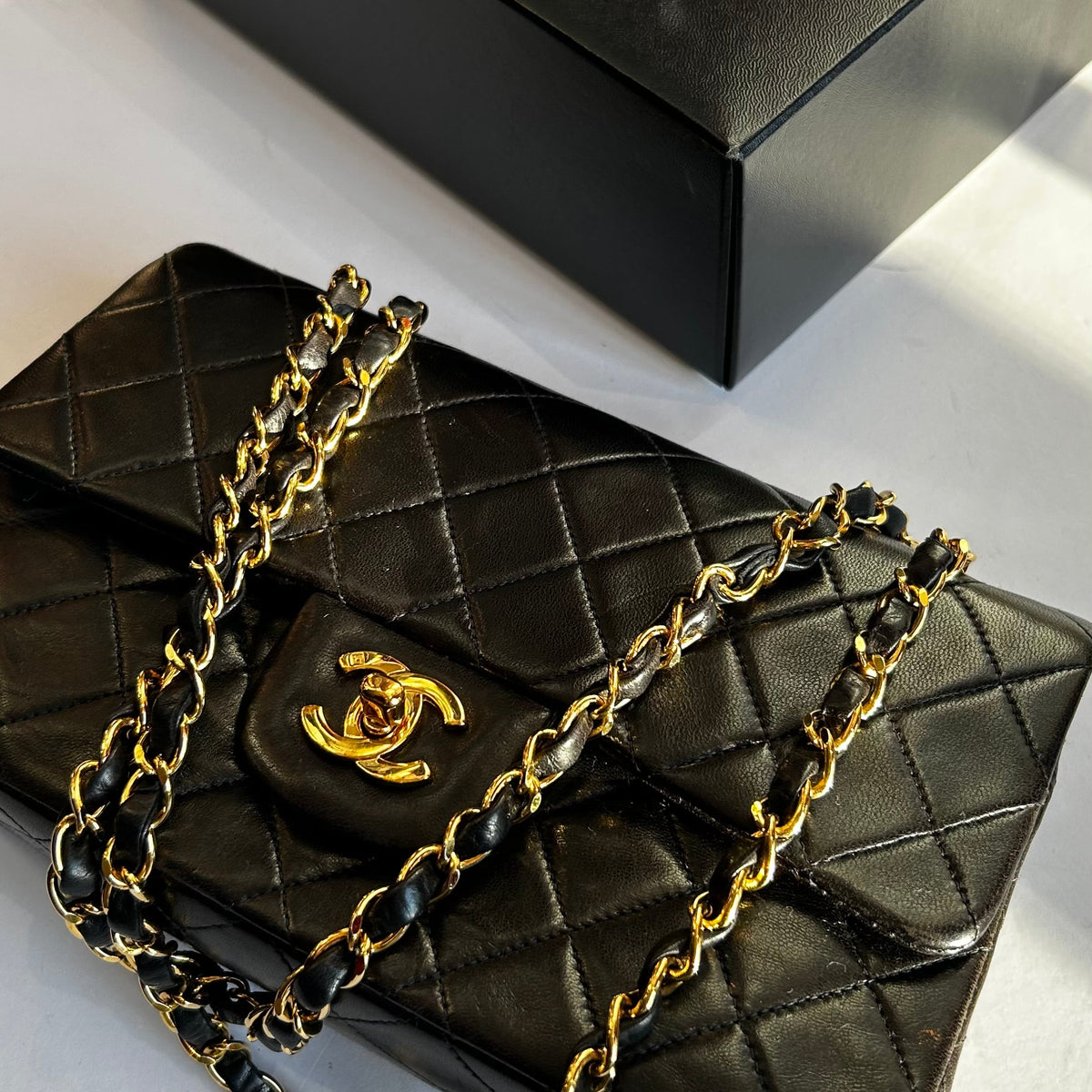 Chanel Small Black Lambskin Vintage Classic Flap Bag