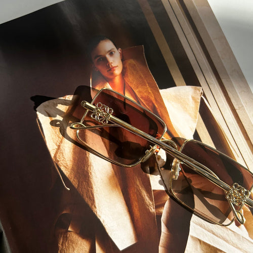 Loewe Gold Anagram Square Frame Sunglasses