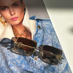 Loewe Gold Anagram Square Frame Sunglasses