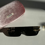 Miu Miu Black Gold Logo Sunglasses