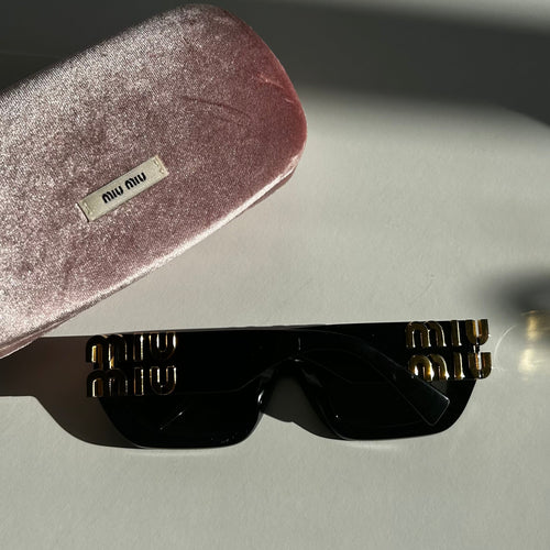 Miu Miu Black Gold Logo Sunglasses