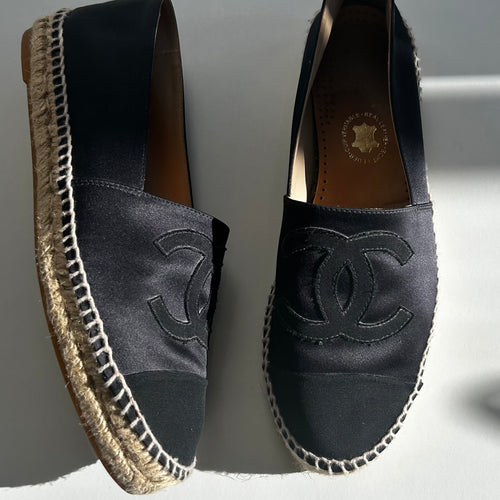 Chanel Satin Cap Toe Espadrilles