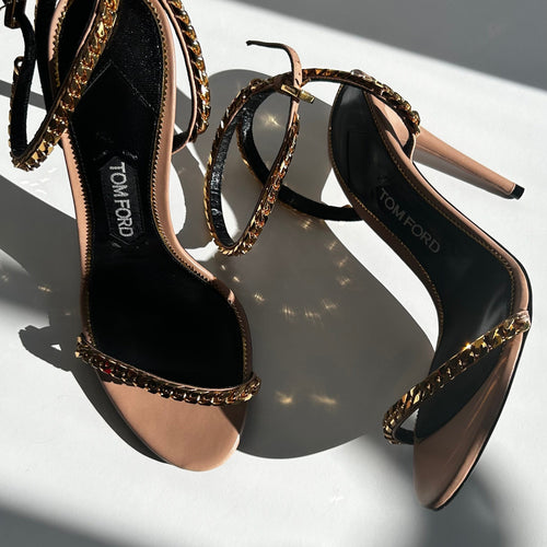Tom Ford Nude Chain Strap Heels