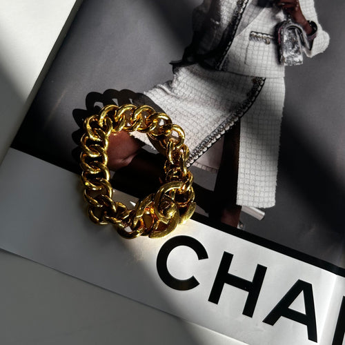 Chanel Gold Tone CC Turnlock Chunky Chain Bracelet