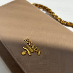 Prada Nude Saffiano Wallet on Chain