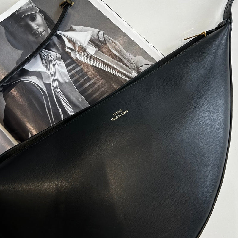 Toteme Black Leather Scooped Sling Bag