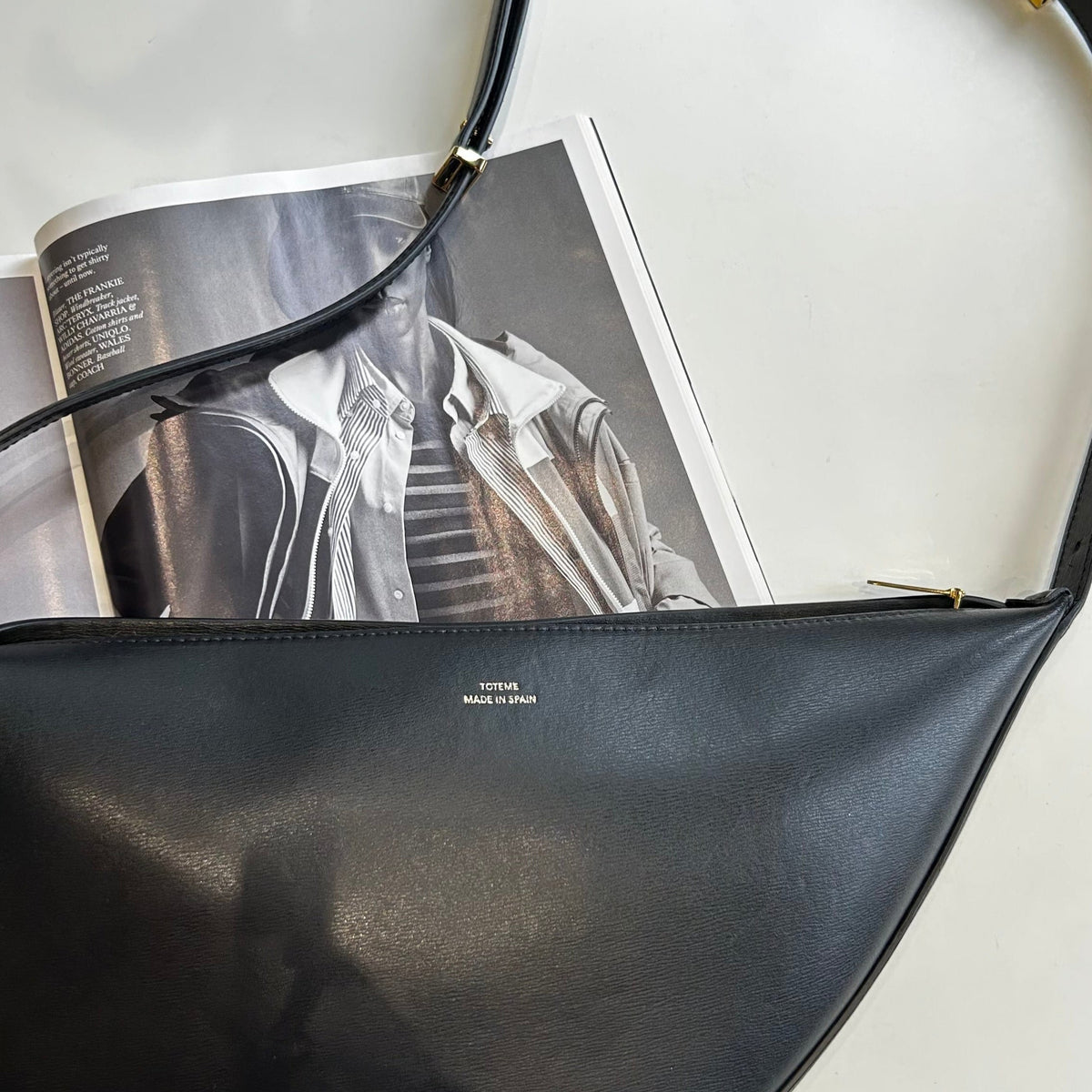 Toteme Black Leather Scooped Sling Bag