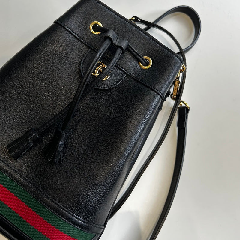 Gucci Black Leather Ophidia Small Bucket Bag