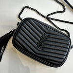Saint Laurent Black Chevron Mini Lou Camera Bag