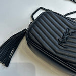 Saint Laurent Black Chevron Mini Lou Camera Bag