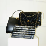 Tory Burch Eleanor Satchel in Black Leather & Suede