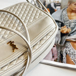 Saint Laurent Off White Quilted Victoire Crossbody Bag