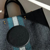 Coach Navy Blue Stripe Straw Exterior Dempsey Tote 40 Bag
