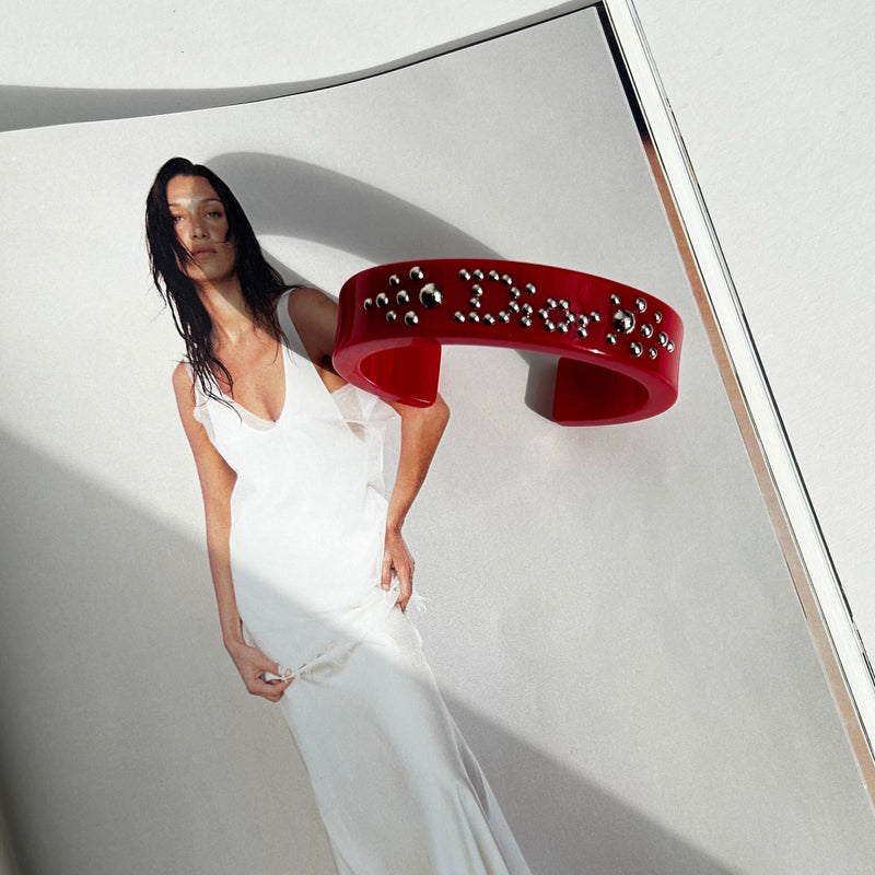 Christian Dior Red Acetate Cuff Bangle