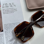 Chloe Brown Faux Tortoise Shell Square Frame Havana Sunglasses