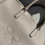 Anya Hindmarch Ebury Light Grey Leather Steam Bow Tote