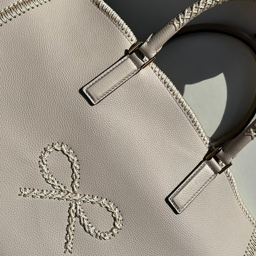 Anya Hindmarch Ebury Light Grey Leather Steam Bow Tote