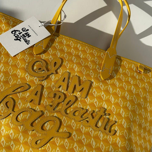Anya Hindmarch Large I Am A Plastic Bag Tote in Lemon Yellow