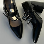 Prada Black Pointed Toe Buckle Up Mary Jane
