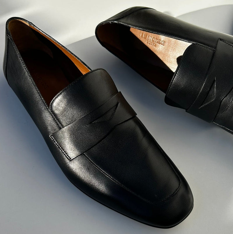 Le Monde Beryl Black Leather Soft Penny Loafer
