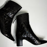 Fabrizio Viti Brown Croc Embossed Ankle High Leather Boots