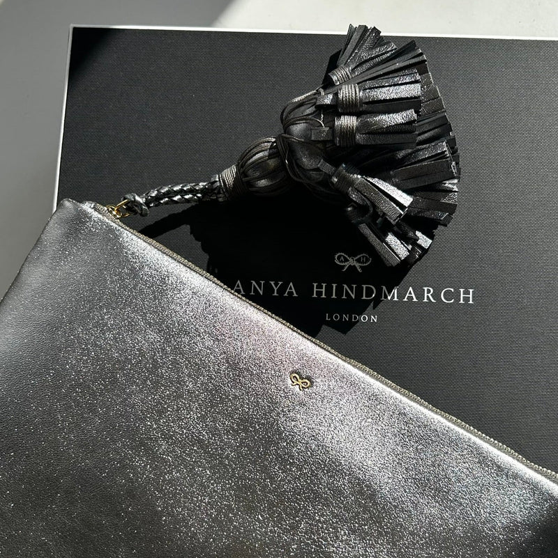 Anya Hindmarch Georgiana Clutch in Metallic Silver