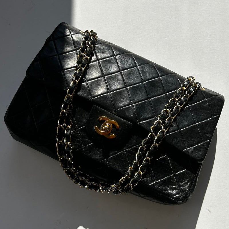 Chanel Black Lambskin Vintage Medium Double Flap Bag