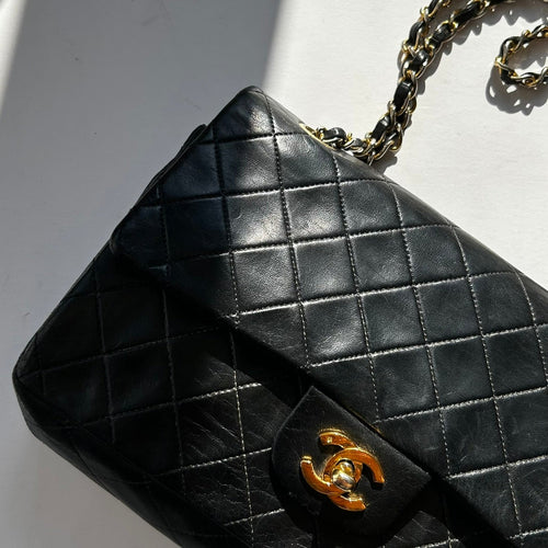 Chanel Black Lambskin Vintage Medium Double Flap Bag