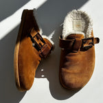 Fendi Suede And Sheepskin Brown Flat Clogs