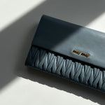 Miu Miu Pale Blue Matelasse Nappa Long Wallet