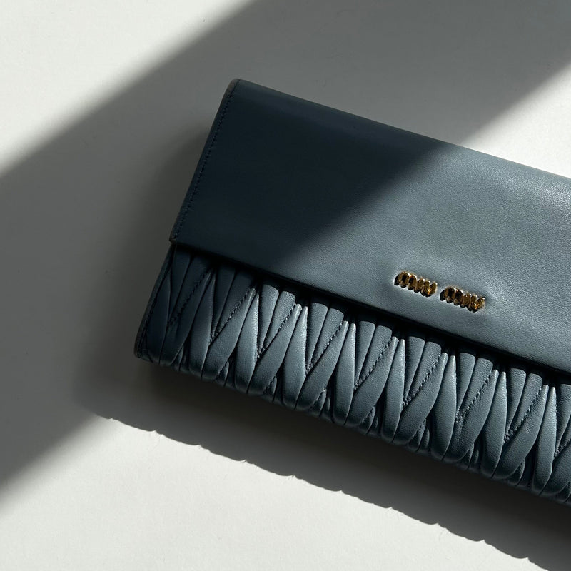 Miu Miu Pale Blue Matelasse Nappa Long Wallet