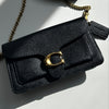 Coach Black Pebble Leather Tabby Chain Clutch