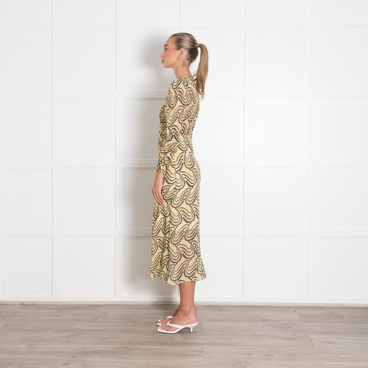 Sandro Yellow Paisley Print V neck Dress
