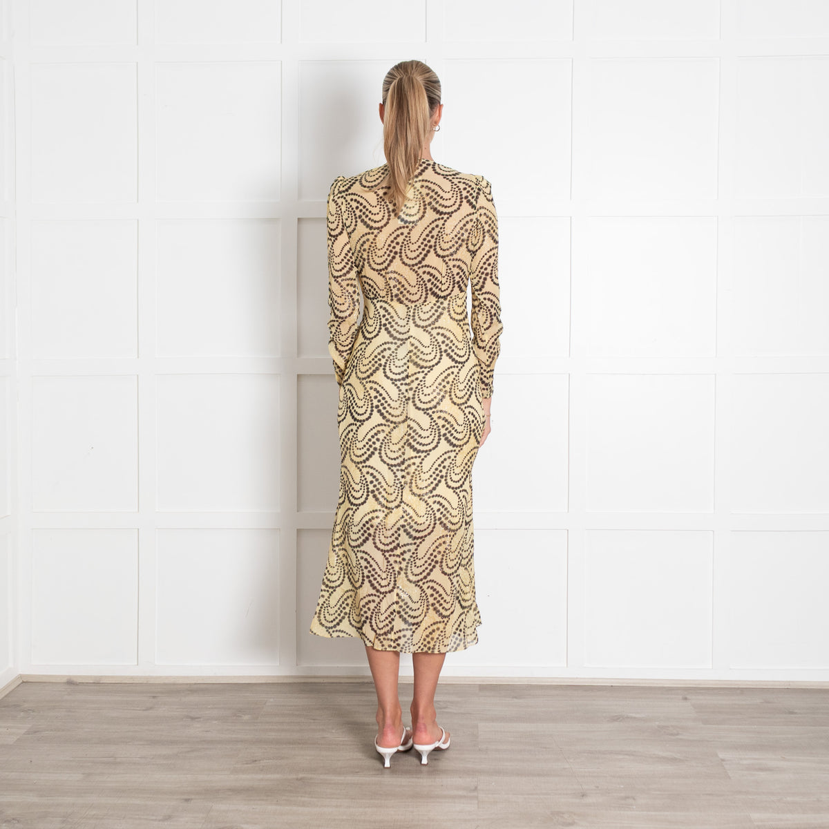 Sandro Yellow Paisley Print V neck Dress