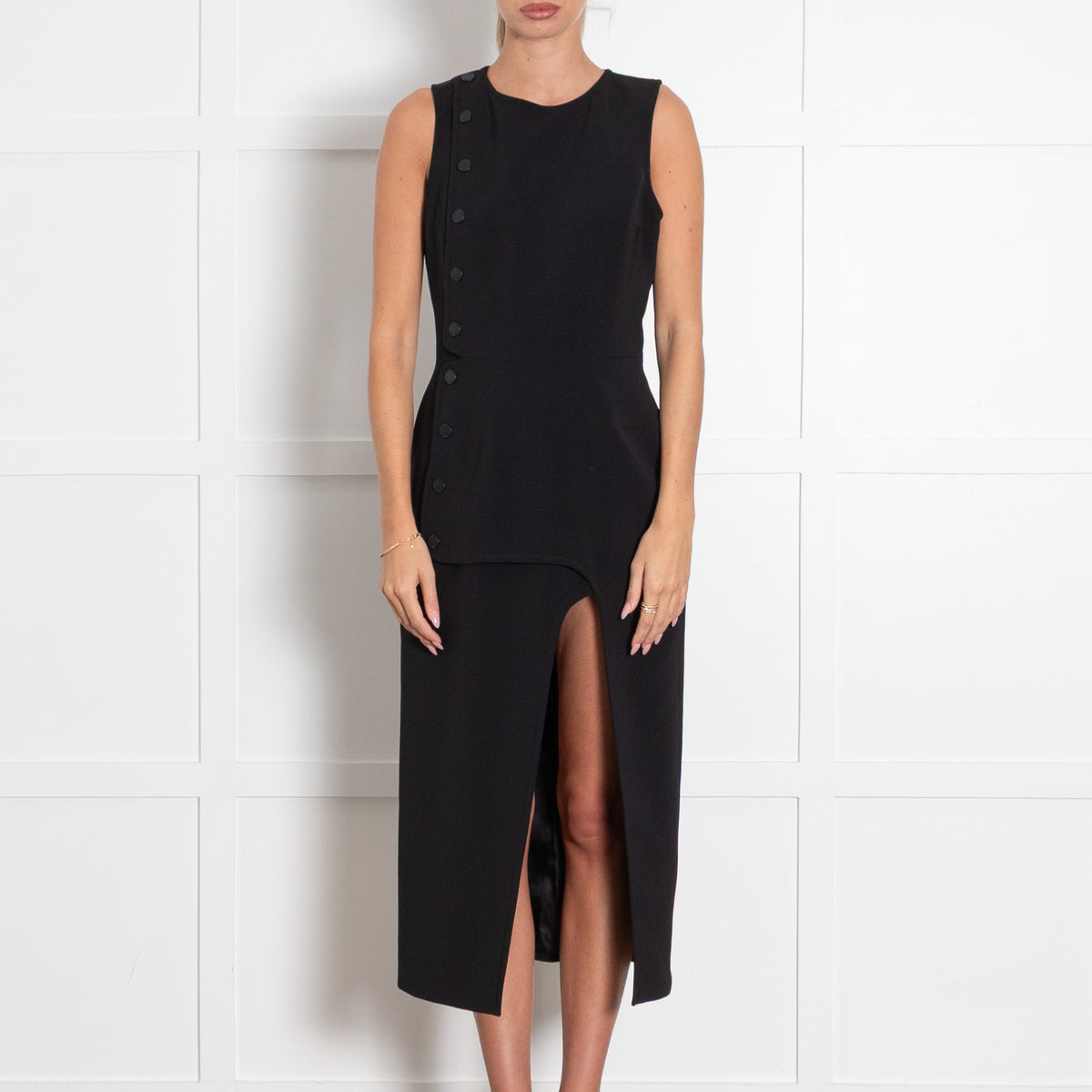 Claudie Pierlot Black Sleeveless Dress With Front Buttons