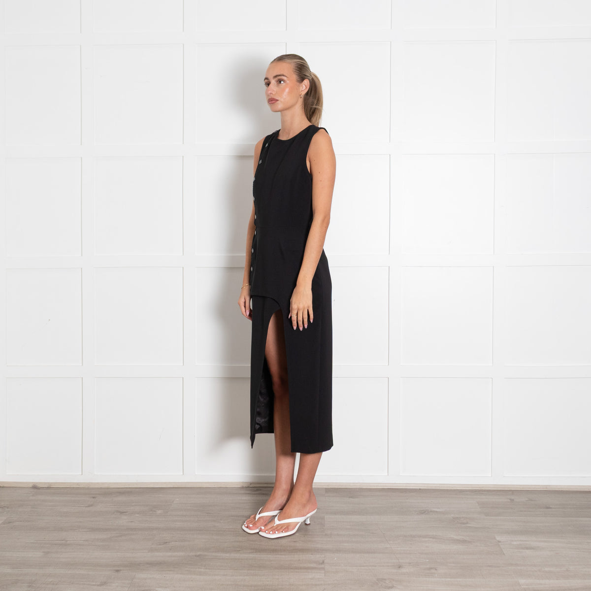 Claudie Pierlot Black Sleeveless Dress With Front Buttons