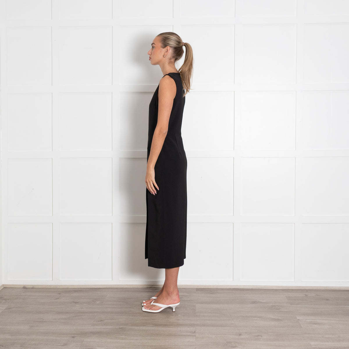 Claudie Pierlot Black Sleeveless Dress With Front Buttons