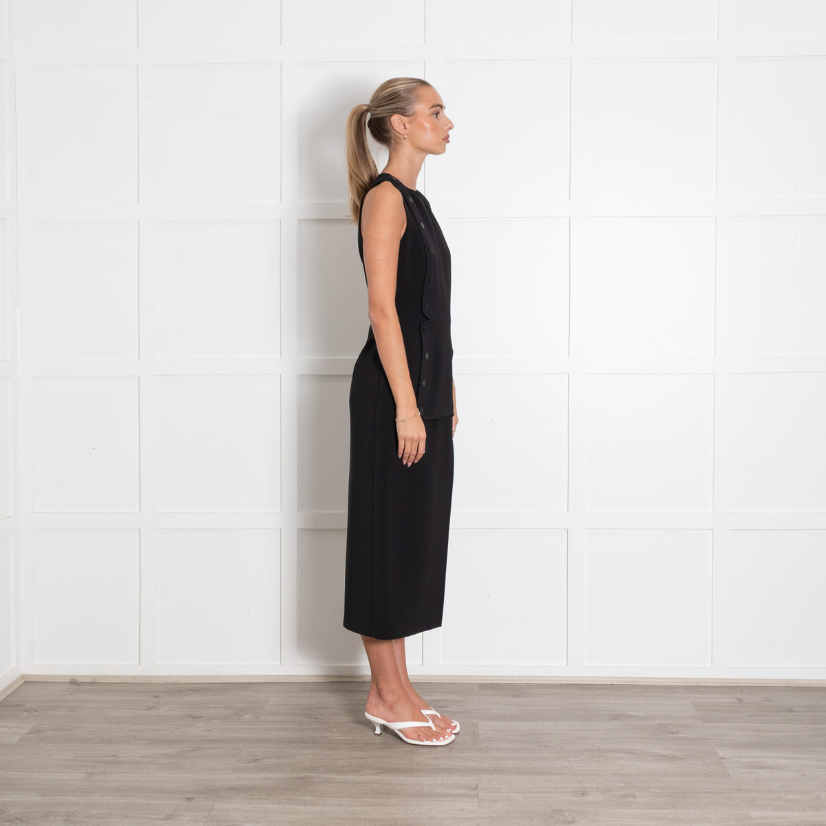 Claudie Pierlot Black Sleeveless Dress With Front Buttons