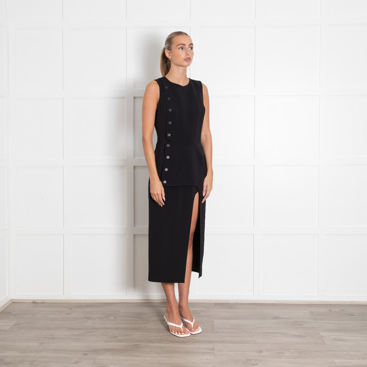 Claudie Pierlot Black Sleeveless Dress With Front Buttons