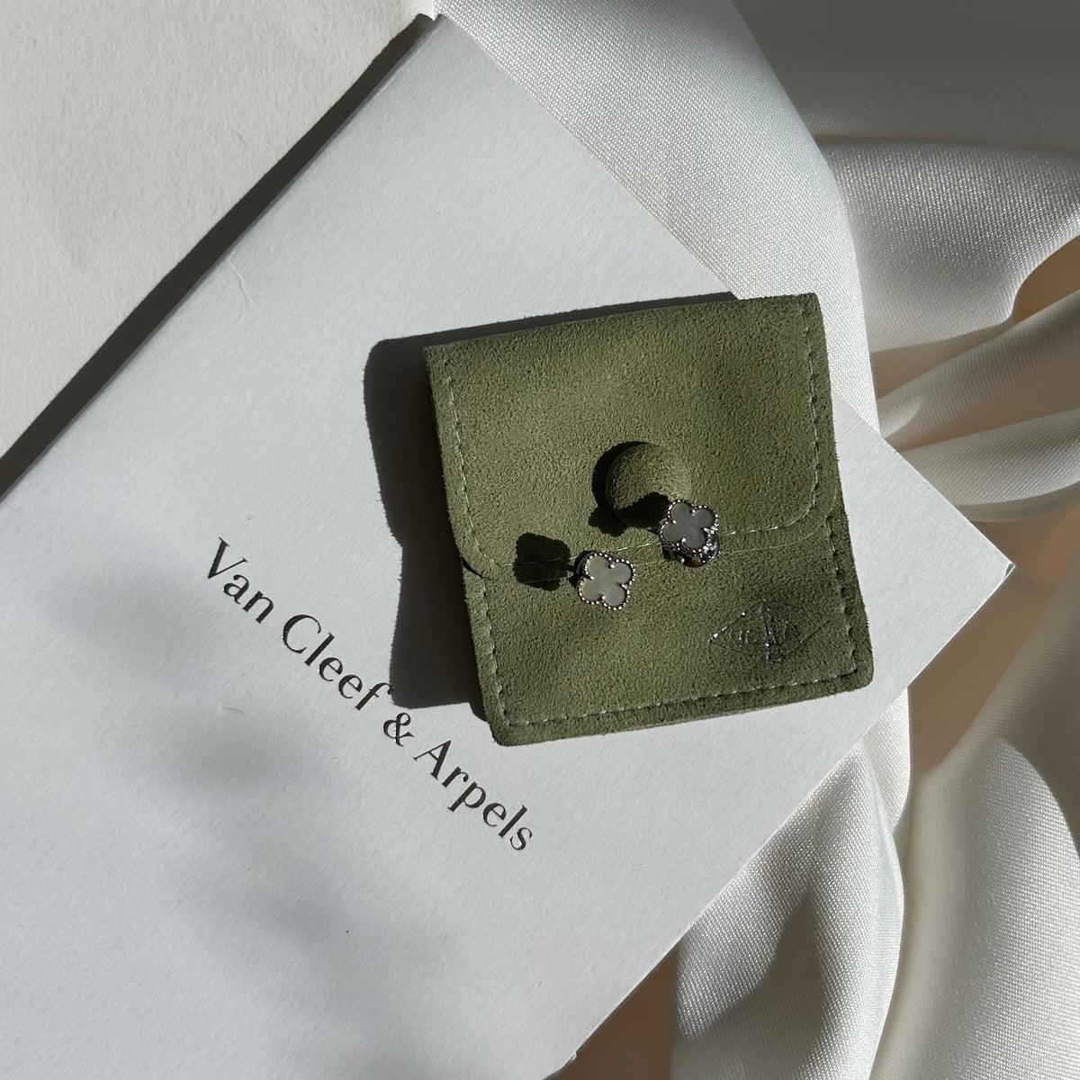 Van Cleef & Arpels 18ct White Gold Mother Of Pearl Sweet Alhambra Earstuds