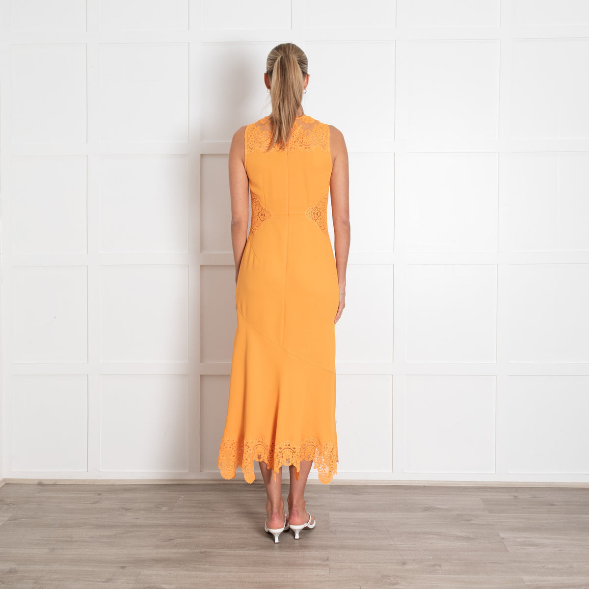 Me + Em Orange Lace Inserts Sleeveless Dress