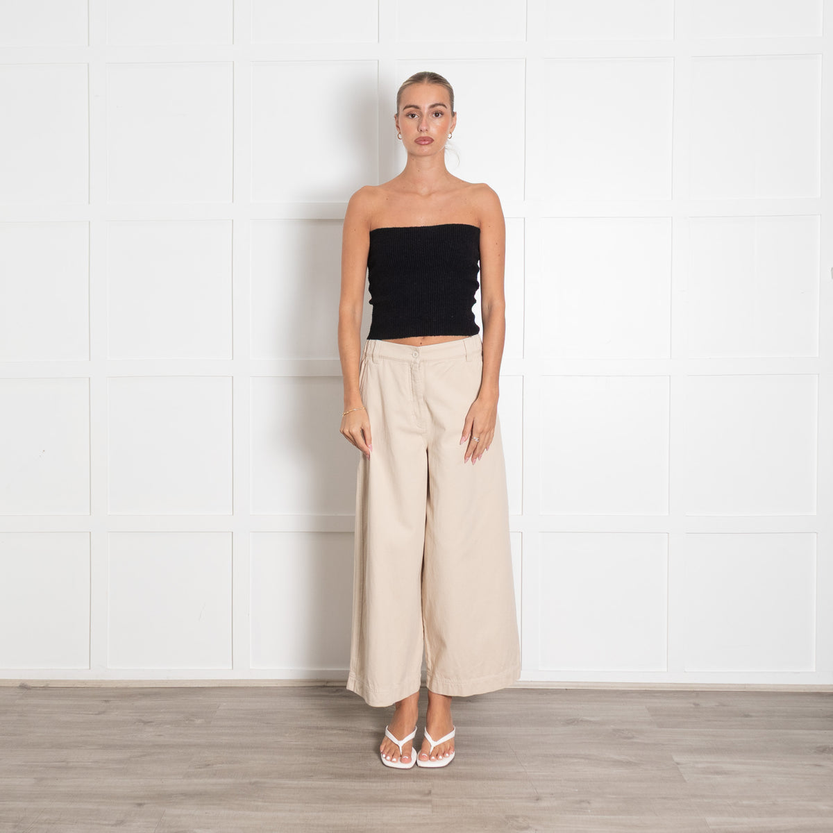 Weekend Maxmara Cream Wide Leg Trousers