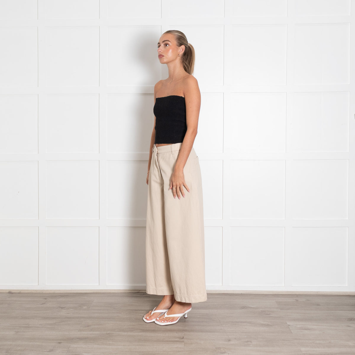 Weekend Maxmara Cream Wide Leg Trousers