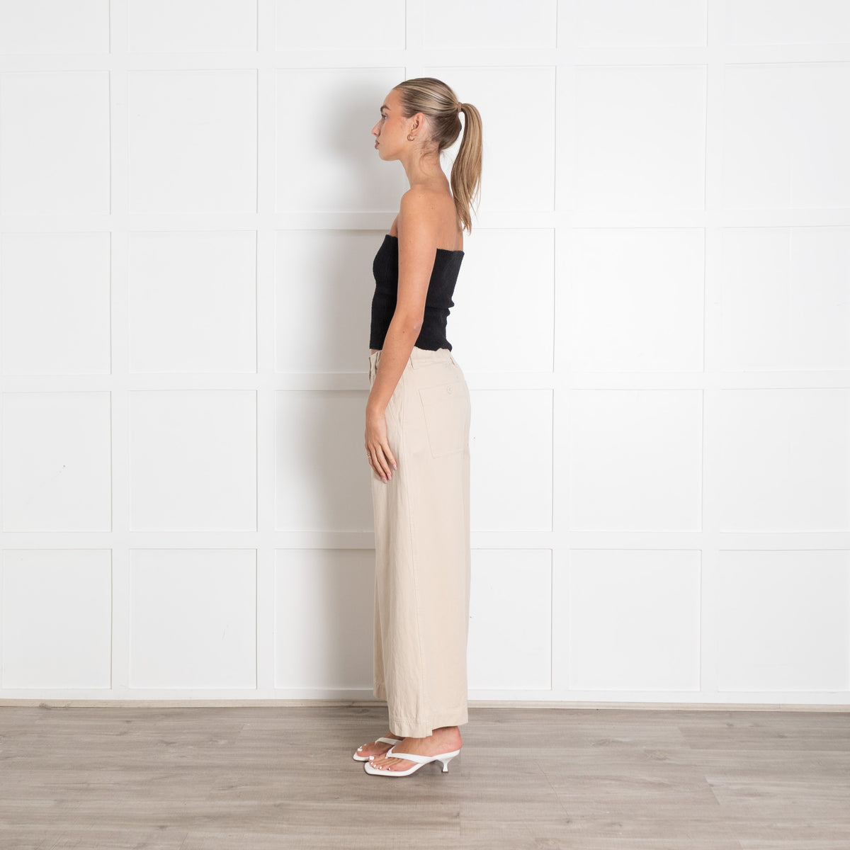 Weekend Maxmara Cream Wide Leg Trousers
