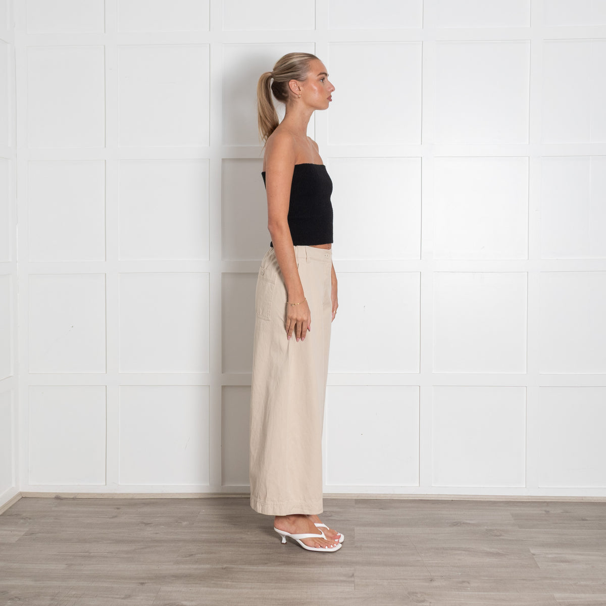 Weekend Maxmara Cream Wide Leg Trousers